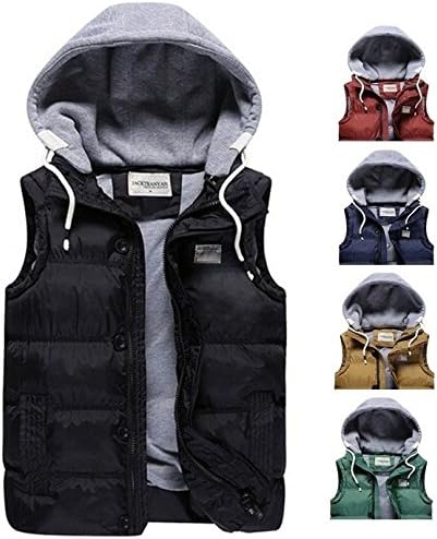SSCUN Winter Thick Warm Waistcoat Men's Fashion Cotton Vest Blue XXL