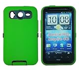 Heavy Duty Hybrid 2-in-1 Premium Design Cool Green Soft Silicon Rubber Outer Skin with Inner Hard Case for HTC Inspire 4G + 1 Bonus Rubber Grip Click Action Copper Barrel Ball Point Pen