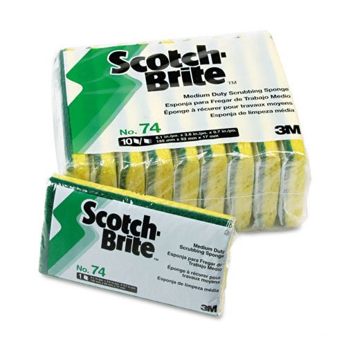 Scotch-Brite Medium-Duty Scrubbing Sponge, 3.5 x 6.25, 10-Pack, PK - MMM74CC