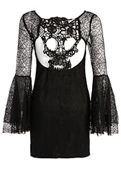 Polyester Lace Cutout Bell Sleeves  Dress