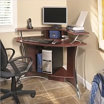 Bush Tacoma Corner Wood Computer Desk in Harvest Cherry