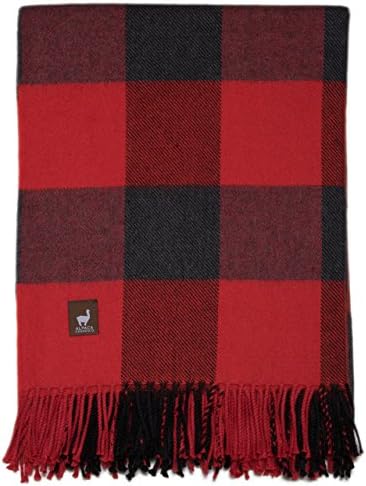 Alpaca Carrasco Buffalo Plaid Throw Alpaca and Acrylic Blend Blanket - Red and Charcoal -Soft, Lightweight, Versatile -Available in Assorted Colors