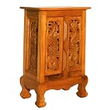 Handmade Asian Furniture - 24" Chinese Dragon Storage Cabinet / Nightstand - Natural Finish