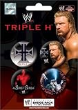 Posters: Wrestling Badge Pack - WWE, Triple H, Hunter Hearst Helmsley, 4 X 38mm Badges (6 x 4 inches)