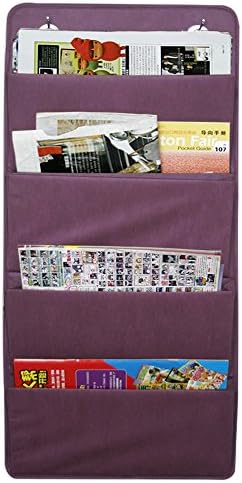 Homecube Hanging Organizer Over the Door or Wall Magazines and Newspaper Storage Holders, 4 Large Pockets. (Purple)