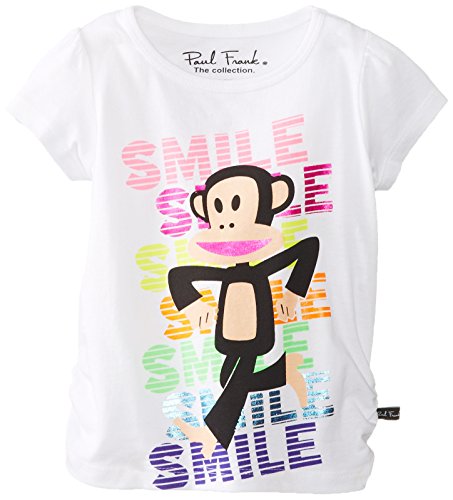 Paul Frank Girls 2-6X Smile Scoop Neck Tee, White, 4T