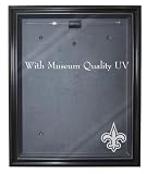 NFL New Orleans Saints Cabinet Style Jersey Display - Black with Museum Quality UV Upgrade