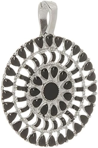 Wearable Art By Roman Black Disc Pendant One Size Silver tone