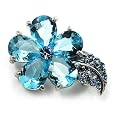 Tiny Light Blue CZ Flower Pin Brooch