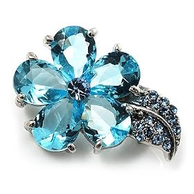 Tiny Light Blue CZ Flower Pin Brooch