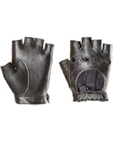 Warmen Women's Punk Performance Fingerless Half Finger GYM Cycling Driving Open Back Unlined Leather Gloves