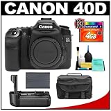 cheap Canon EOS 40D 10.1-Megapixel Digital SLR Camera Body with Canon BG-E2N Battery Grip + 4GB CF Memory Card + Spare BP-511 Battery + Case + Cleaning Kit