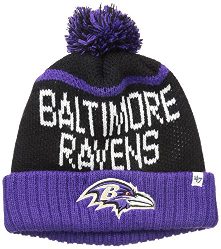 NFL Baltimore Ravens '47 Linesman Cuff Knit Beanie with Pom, One Size, Black
