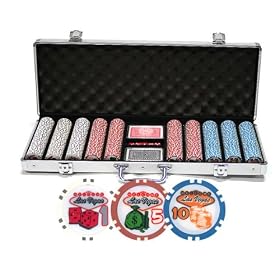 Premium Set of five hundred Welcome to Las Vegas Poker Chips w/Case, Cards, & Dice