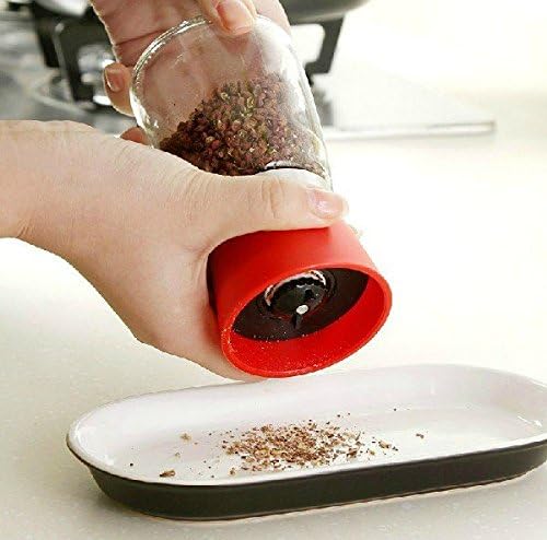 SmartVR Mini Manual Pepper Grinder, Salt&amp;Pepper Shaker Set Grinder Salt &amp; Pepper Mill with Glass Bottle and Ceramic Movement(Red)
