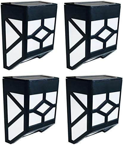 Solar Fence Lights Wall Mount LUSAF Garden Light Lamp Outdoor Lightings For Deck Post Stairs Steps Gutter Patio Pond Pool (4 Pack)