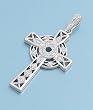 Sterling Silver Pendant - Clear Cubic Zirconia - Celtic Cross - 37mm Height