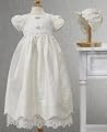 Cherish the Moment Baby Girl Organic Silk Gown with Battenberg Lace and Bonnet