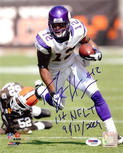 Percy Harvin Autographed/Hand Signed 8x10 Photo Minnesota Vikings 1st NFL TD 9/13/2009 PSA/DNA