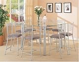 Silver and Glass Counter 9 Piece Dining Set By Coaster Furniture