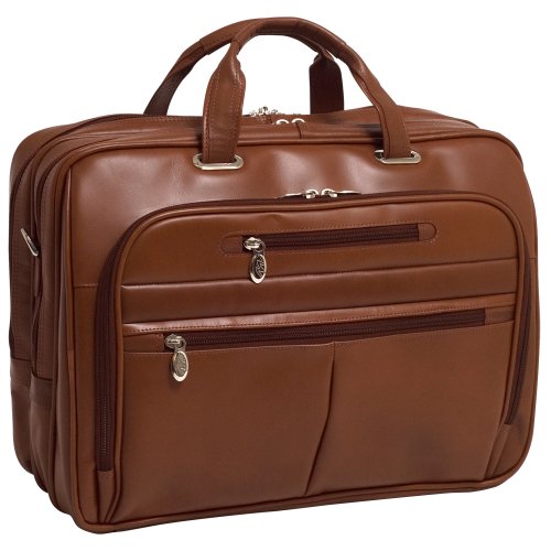 McKleinUSA ROCKFORD 86514 Brown Leather Fly-Through Checkpoint-Friendly 17 Laptop Case