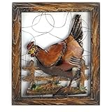 IMAGE OF Rustic Rooster Metal Décor Wall Plaque