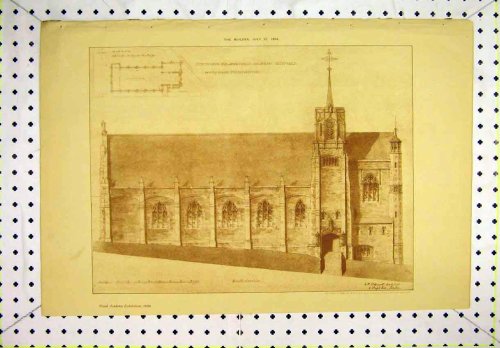 1894 EXTERIOR VIEW CHURCH ABBEYDALE SHEFFIELD SHARROW by old-print
