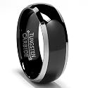 8MM Dome Two Tone Black Tungsten Ring Wedding Band Sizes 8 to 12