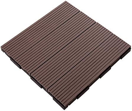 12 x 12 Inch Outdoor Composite Interlocking Decking Tile, 10 Pieces, Coffee