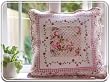 Shabby Chic Pink Roses Embroidery Cushion Cover