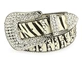 IMAGE OF Cow Hair Western Rhinestone Ornaments Zebra Print Genuine Leather Belt
