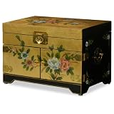 Chinese Jewelry Box - Gold Leaf Flower Motif