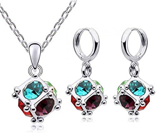 USMagic Korean Version Of Crystal Jewelry Ball Crystal Earrinjewelry Necklace Set - Love Rubik'S Cube 1111