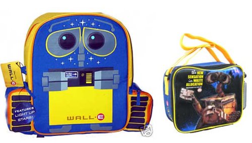 Disney Pixar Wall-e Backpack + Wall-e Soft Lunchbox with Bonus Water Bottle