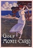 GOLF MONTE CARLO WOMAN PLAYING GOLF VINTAGE POSTER REPRO