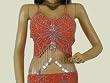 ORANGE CHOLI HIP SCARF COIN BELLY DANCE BRA COSTUME M