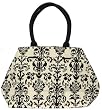 Cotton Black and White Arabesque Market Bag with Cotton Cord Handle 21"x12"x6.5"