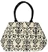 Cotton Black and White Arabesque Market Bag with Cotton Cord Handle 21"x12"x6.5"
