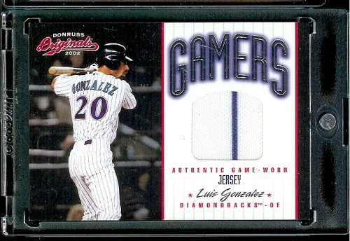 2002 Donruss Originals Gamers Luis Gonzalez Game Worn Jersey #ed/500 Arizona Diamondbacks Baseball Card - Mint Condition - In Protective Screwdown Case!