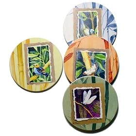 Bamboo Secrets Assorted Round Stone Coaster Set by TerraCoasters