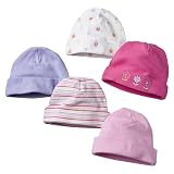 Newborn Girls' Gerber Assorted 5pk Cap Set 0-6 Months