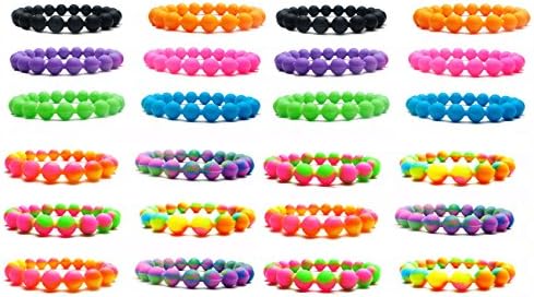 Silicone Beaded Bracelets 24 Pcs Set - Great for Party Favors