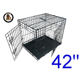 Ellie-Bo Black 42 inch XLarge 2 Door Folding Dog Puppy Cage