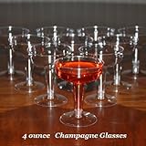 25 - 4 ounce Disposable Plastic Champagne or Wine Glass (4 oz each)