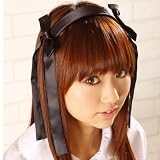 【コスプレ衣装】ダブルサイド　リボンカチューシャ 黒（全6色）　ブラック
