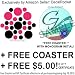 Set of 30 - Black / Hot Pink Circles Polka Dots Vinyl Wall Graphic Decals Stickers + Bonus Free Monogram Coaster + Free $5.00 Gift Certificate