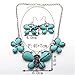 Qiyun (TM) Graduated Butterfly Turquoise Blue Tibet Silver Bib Necklace Earrings Set
