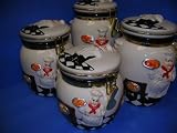 FAT ITALIAN CHEF Latching AIRTIGHT 4 Canisters Set 3-D NEW