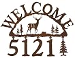Rustic Lodge White Tail Deer Handcrafted Iron Welcome and Address Sign