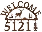 Rustic Lodge White Tail Deer Handcrafted Iron Welcome and Address Sign
